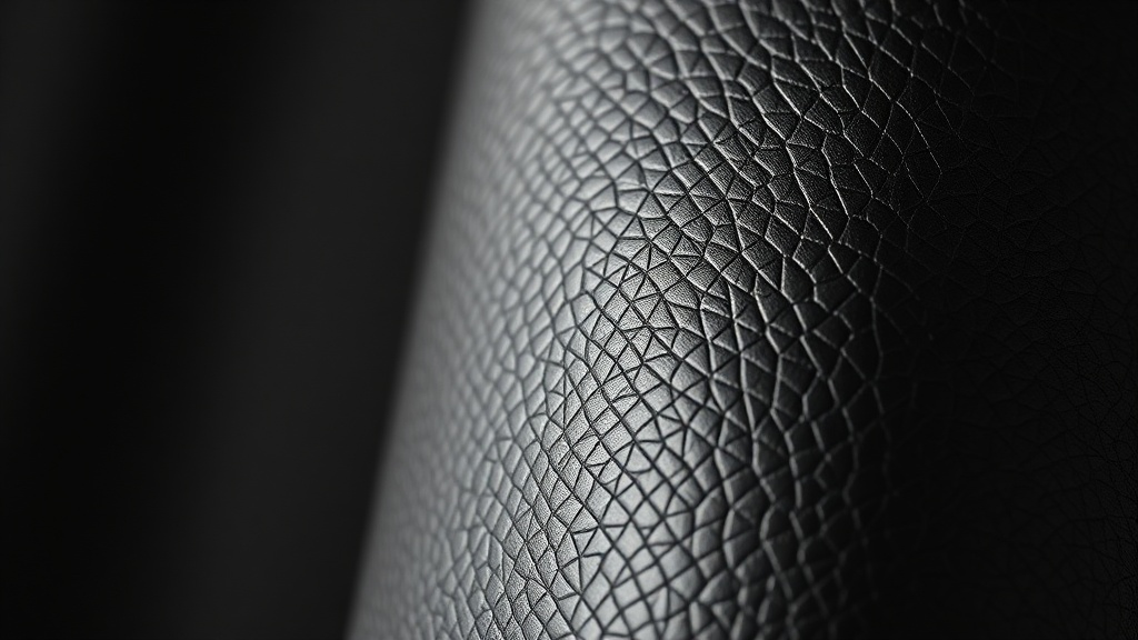 통기성이 강조된 메쉬 소재와 고급스러운 가죽 소재의 질감을 근접 촬영하여 비교하는 모습